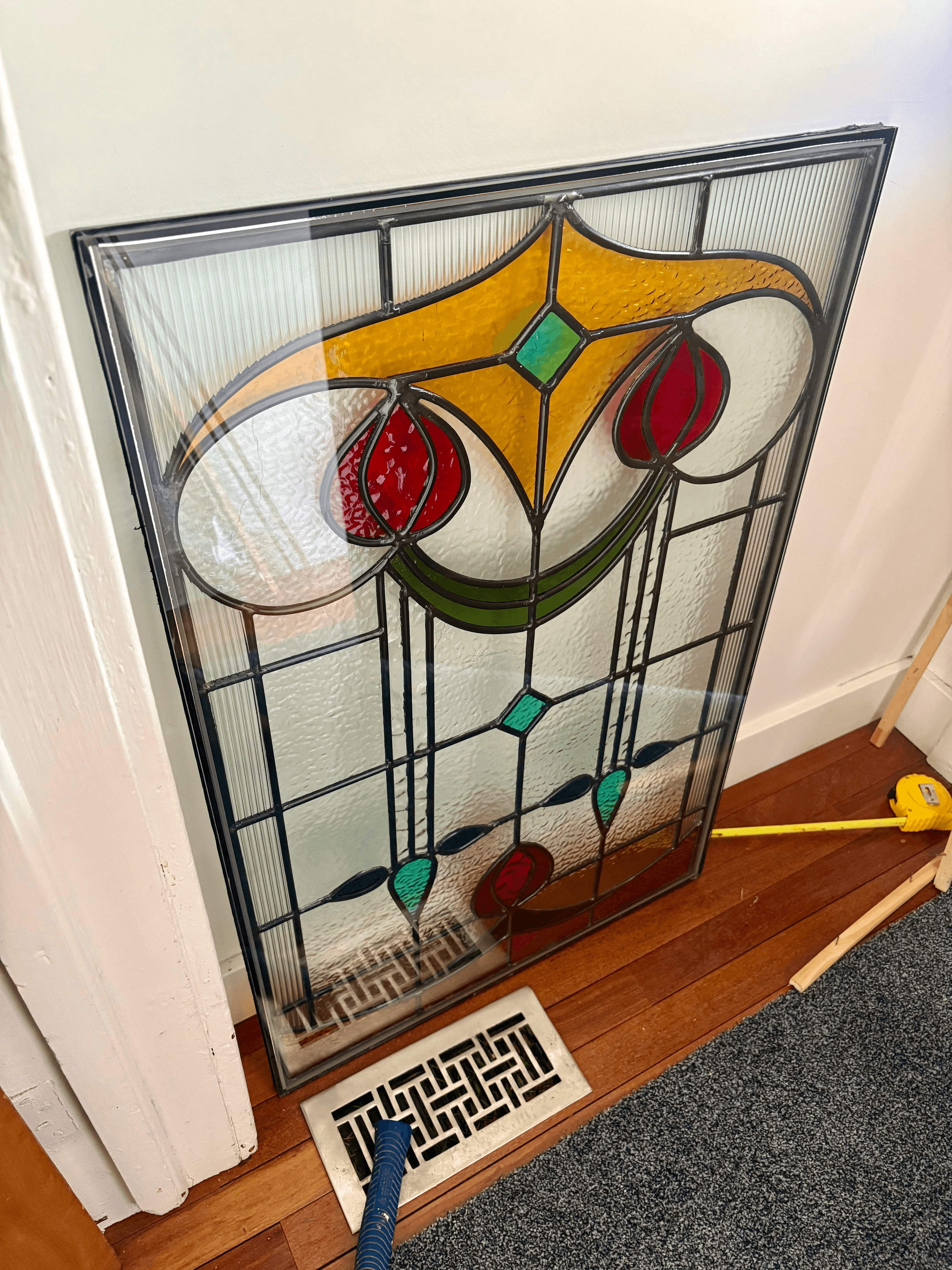Stained glass encapsulation with thermal insulation unit in Toronto home