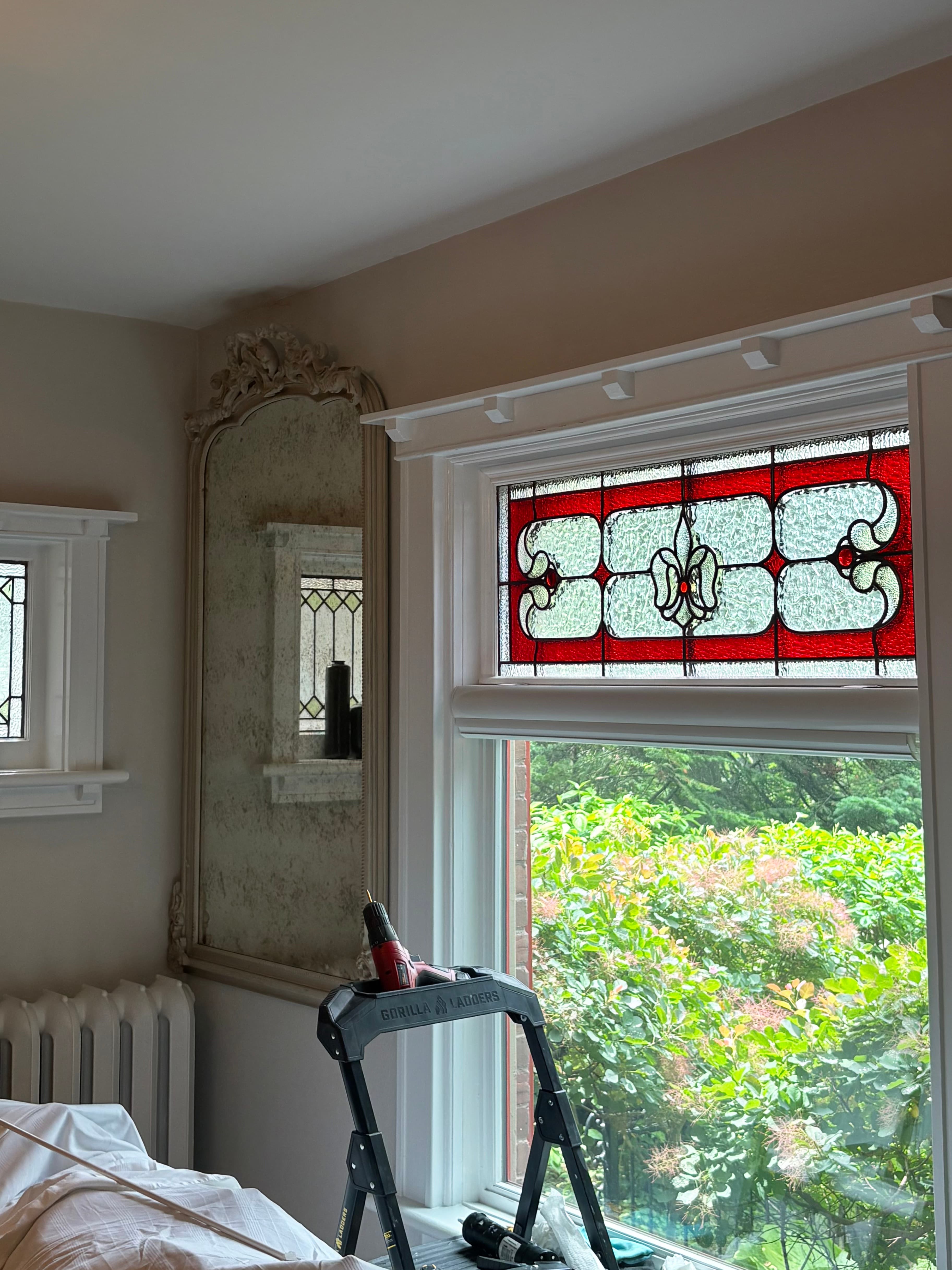 Custom leaded stained glass window handcrafted by Sunday Projects in Toronto