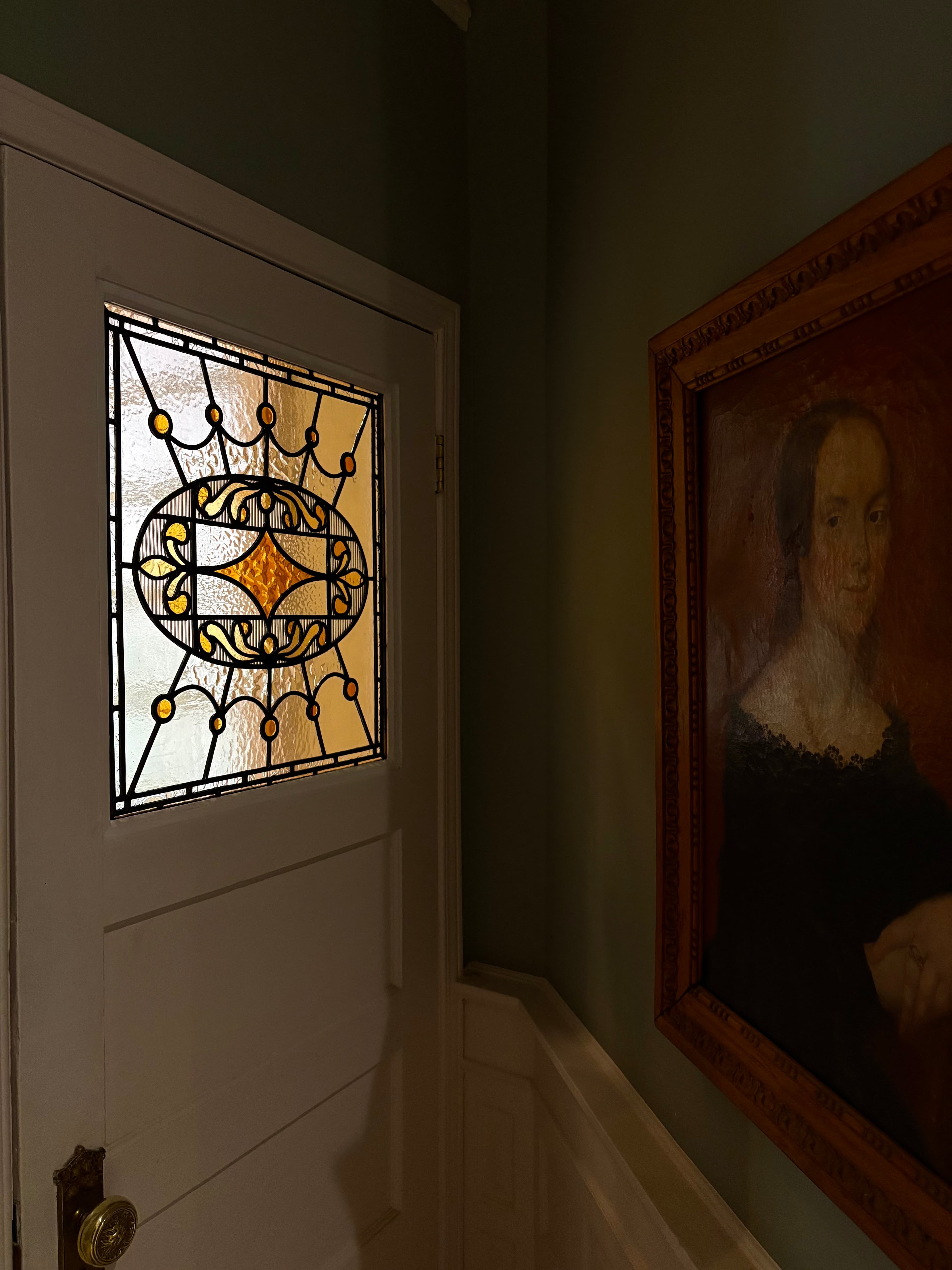 Ornate Bathroom Door Window